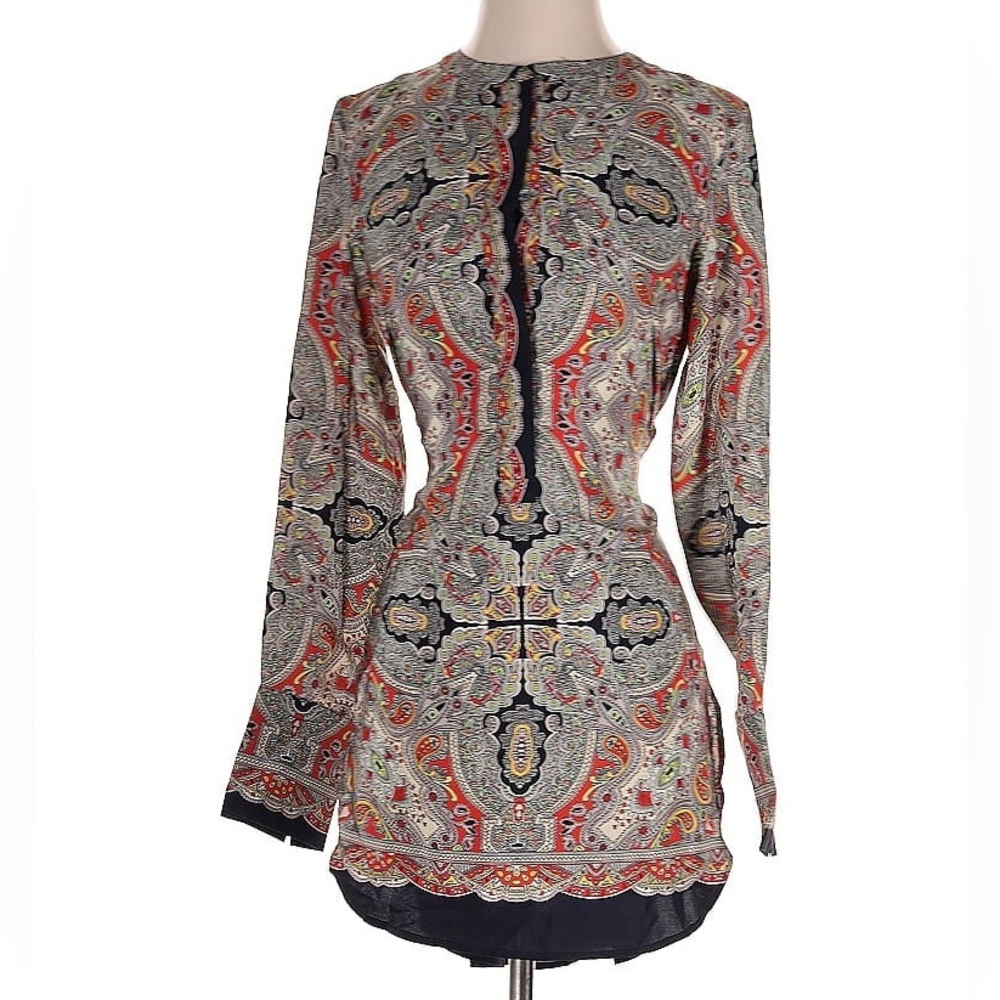 Theory Marseille Premont Paisley Tieback 100% Silk Tunic
